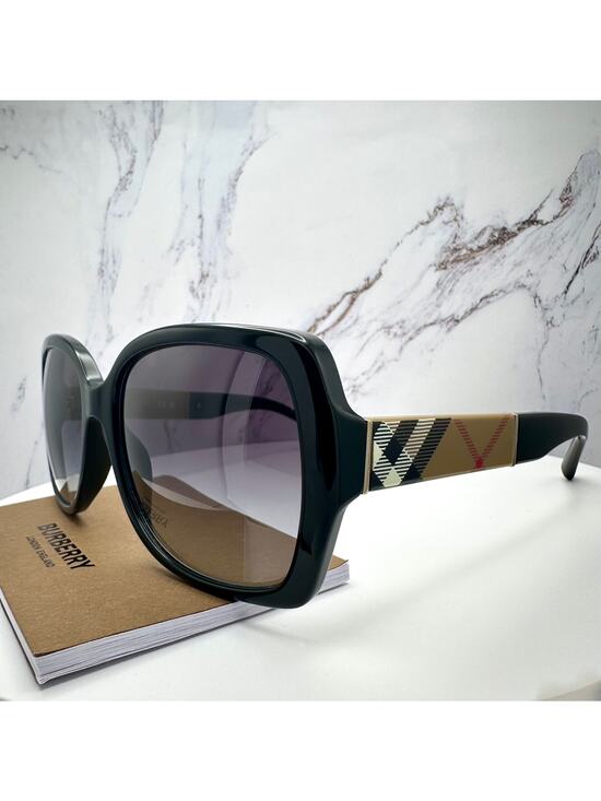 New Burberry Sunglasses Black Square Frames Checkered Arms Gradient BURBERRY main image 12